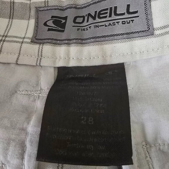 MENS O'NEILL PLAID SHORTS SIZE 28 CREAM AND GRAY GREAT CONDITION - Picture 4 of 7